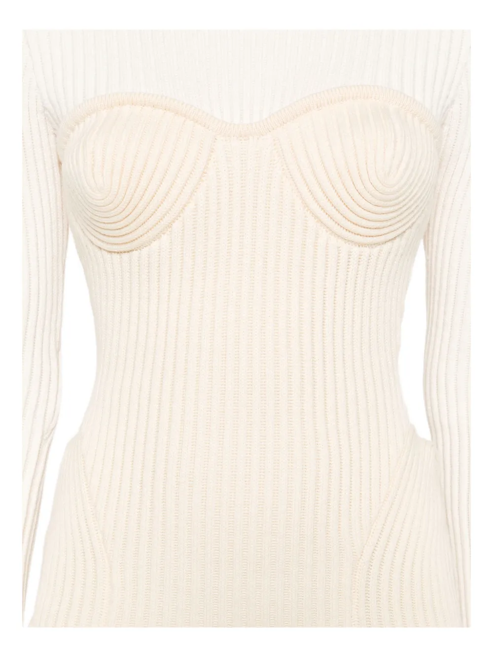 Jean Paul Gaultier ribbed-knit corset dress Beige