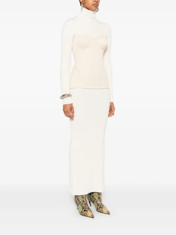 JEAN PAUL GAULTIER ゴルチェ ワンピース Ribbed-knit 1072602 Jean Paul Gaultier ribbed-knit Corset Dress | Neutrals