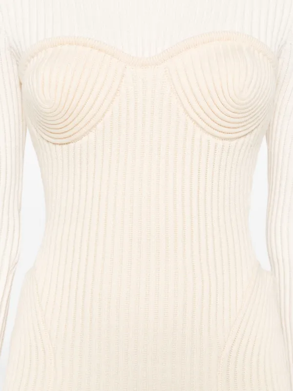 パーティードレス Jean Paul Gaultier Ribbed Merino Wool Corset Dress Jean Paul Gaultier ribbed-knit Corset Dress | Neutrals