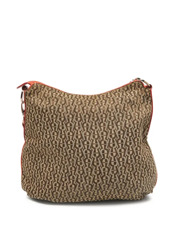 Aigner Vintage Pre-Owned Monogram Shoulder Bag Neutrals FARFETCH PH