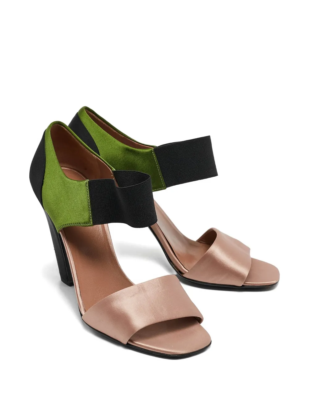 Prada Pre-Owned 2023 110 mm satijnen sandalen met blokhak - Zwart
