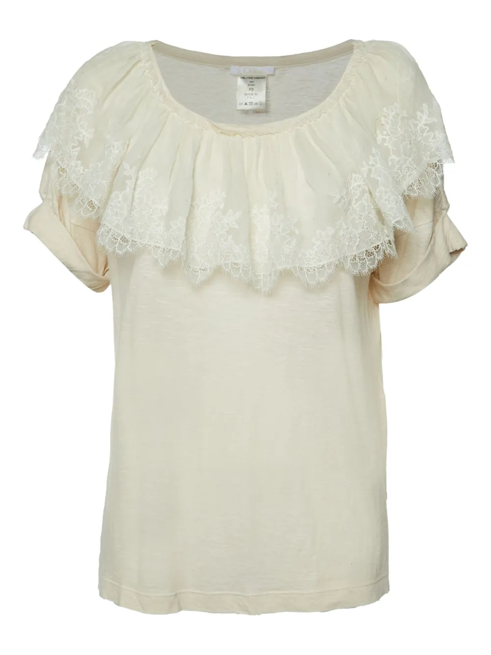 Chloé Pre-Owned lace ruffle top | Neutrals | Image 1