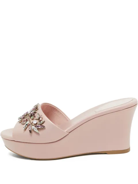 René Caovilla Pre-owned Wedge-Mules mit Verzierung 80mm