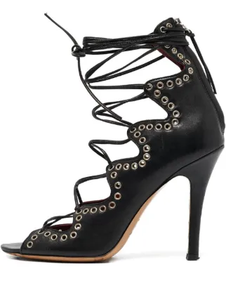 靴 Isabel Marant 00s Vintage Leather Sandal Isabel Marant Vintage 95mm Eyelet lace-up Sandals | Black | FARFETCH