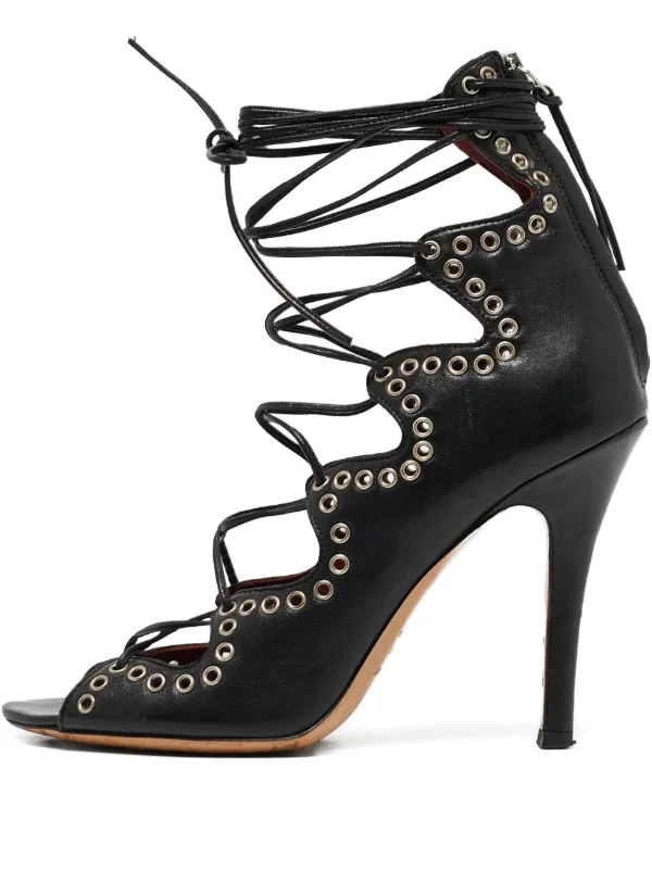 靴 Isabel Marant 00s Vintage Leather Sandal Isabel Marant Vintage 95mm Eyelet lace-up Sandals | Black