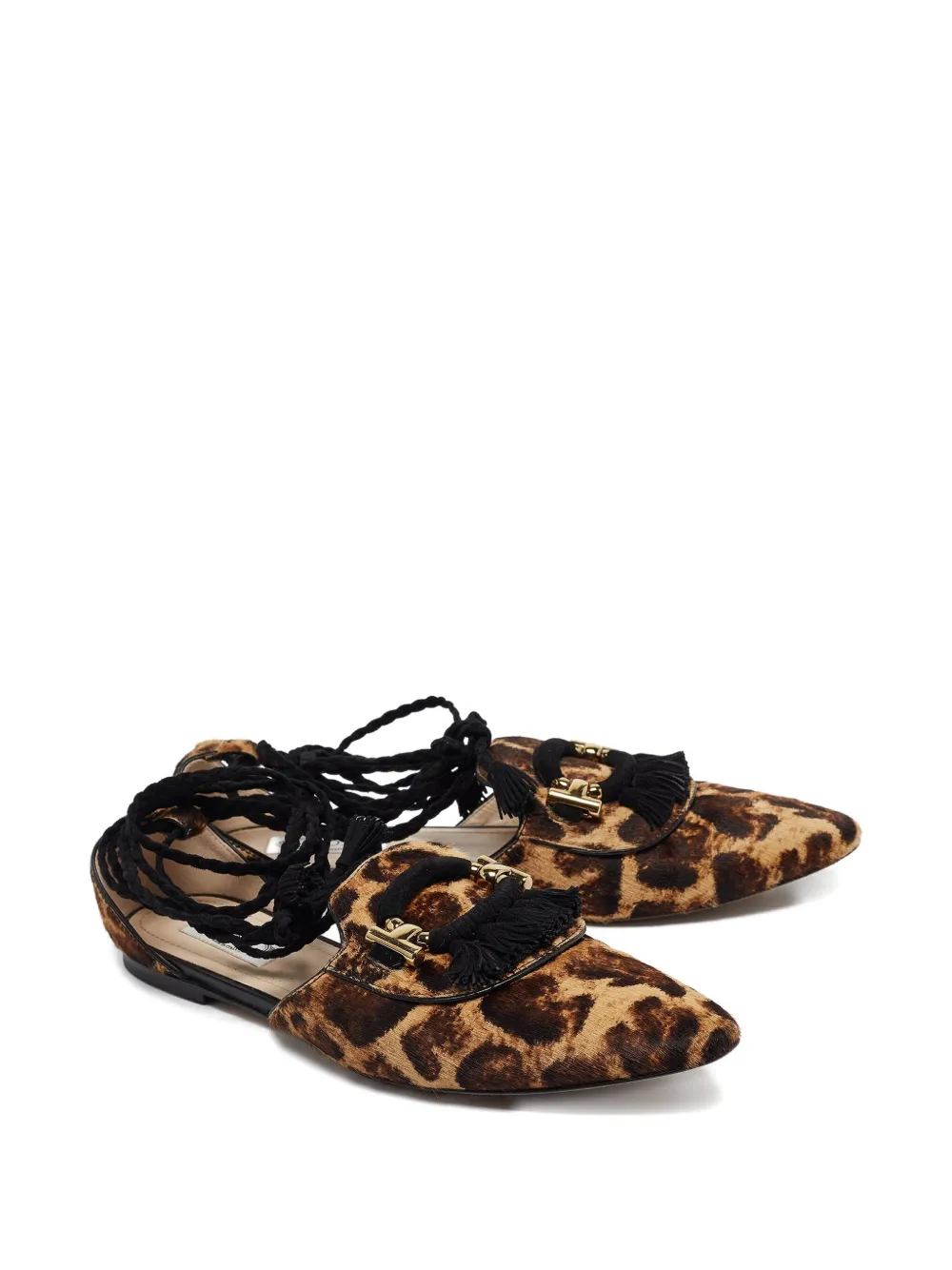 Tod's Vintage Ballerina's met luipaardprint en kwastje - Bruin