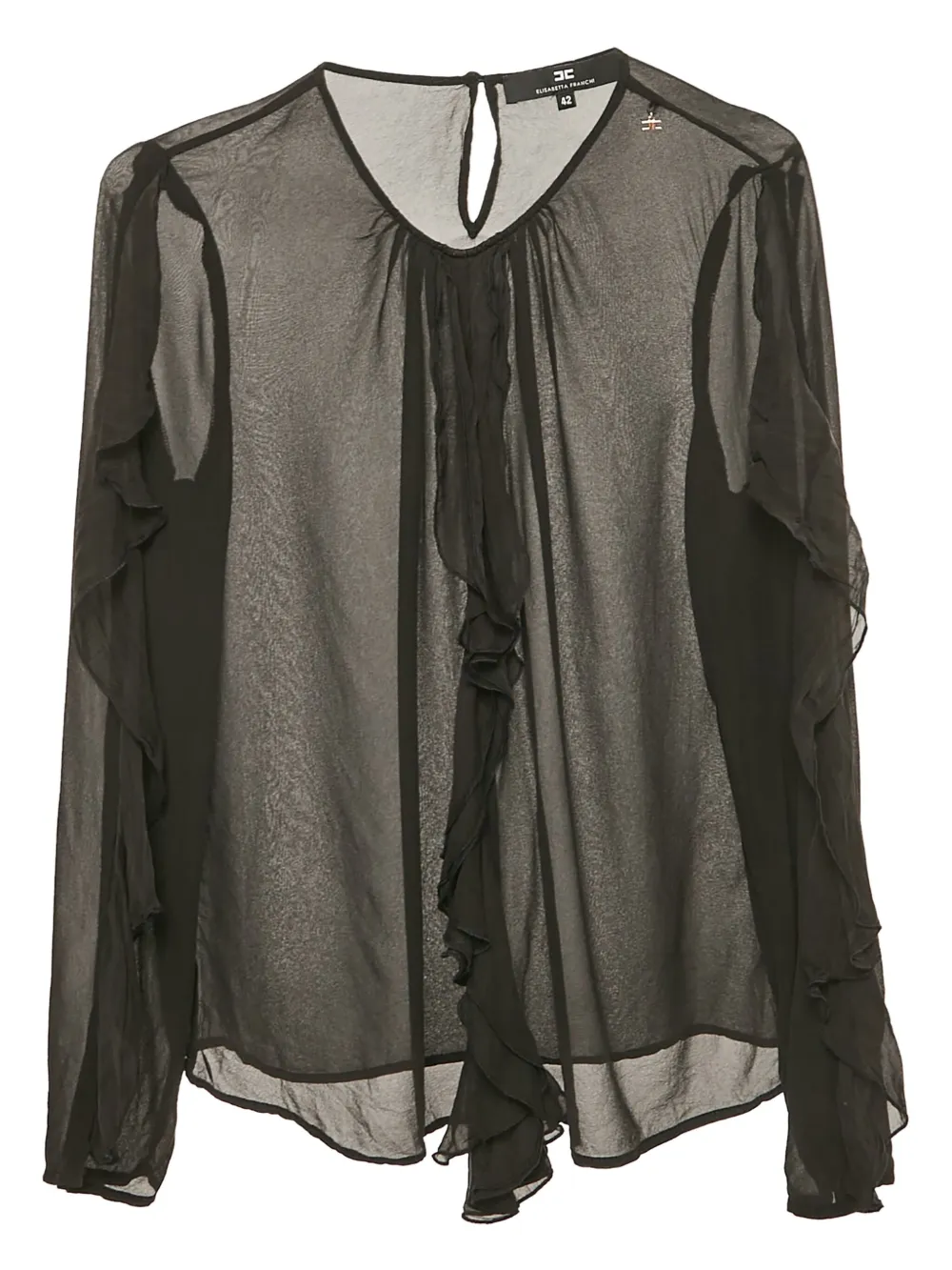 Elisabetta Franchi sheer ruffled blouse | Black | Image 1