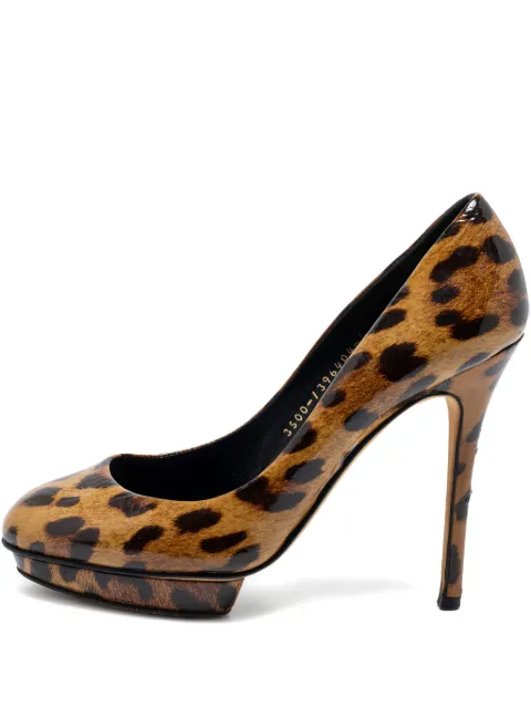 Gina pre-owned 115mm leopard-print pumps 