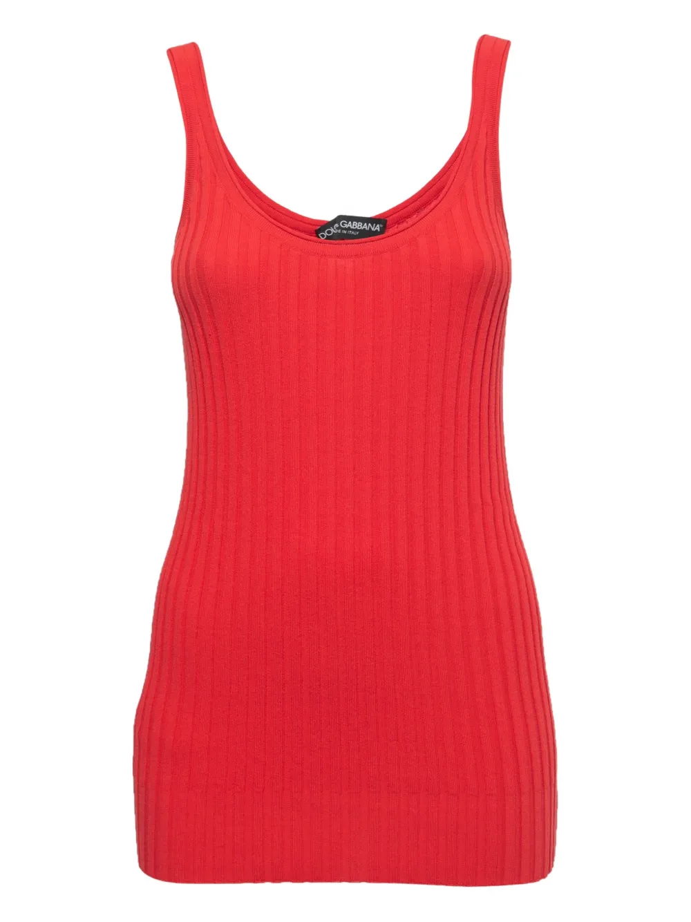 Pre-owned Dolce & Gabbana Ribbed Cotton-blend Top In Red
