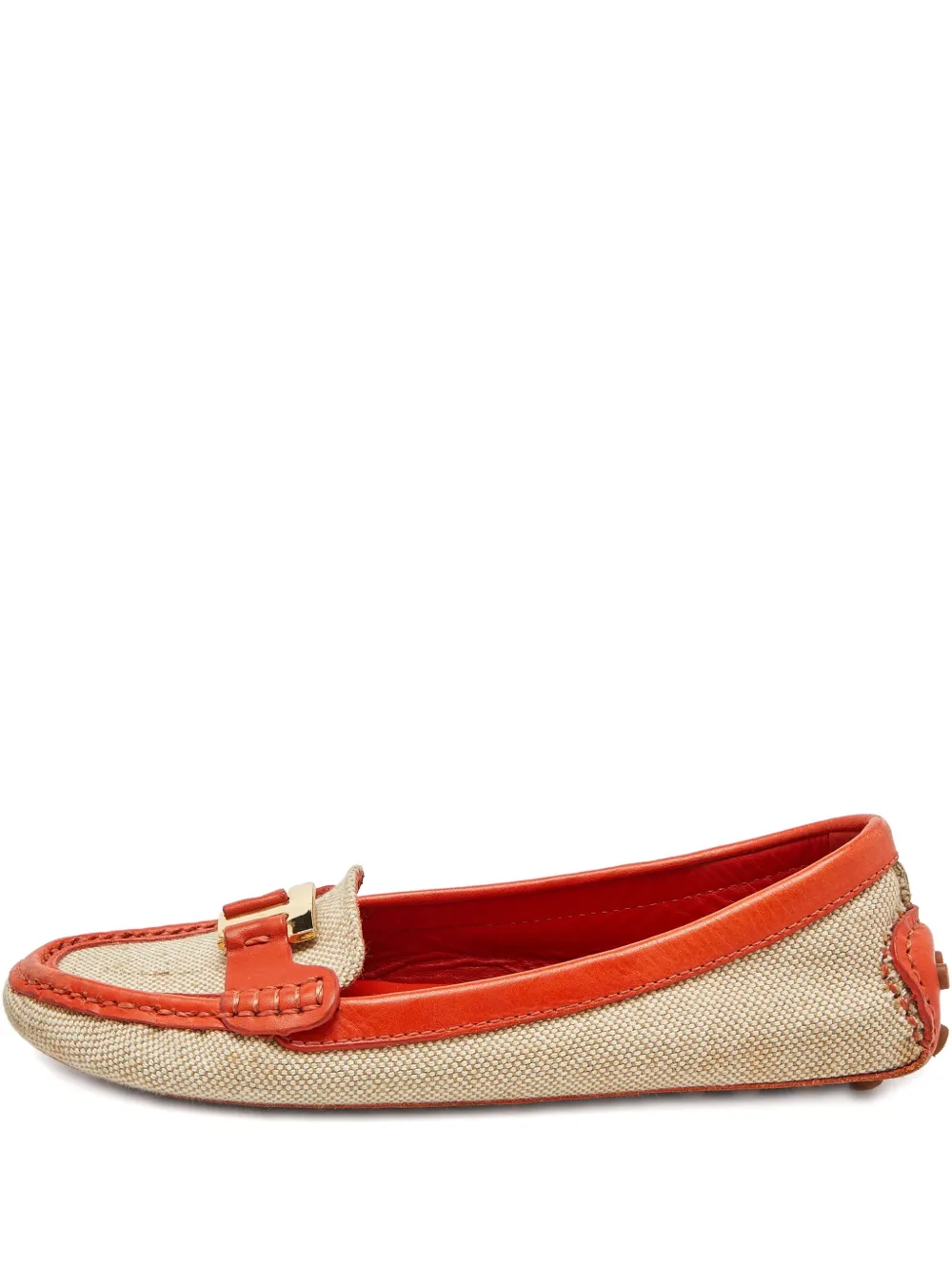 Pre-owned Tory Burch Leather-trim Canvas Loafers