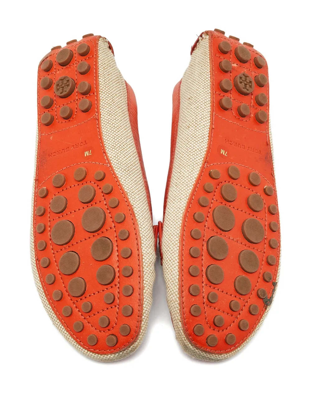 Pre-owned Tory Burch Leather-trim Canvas Loafers