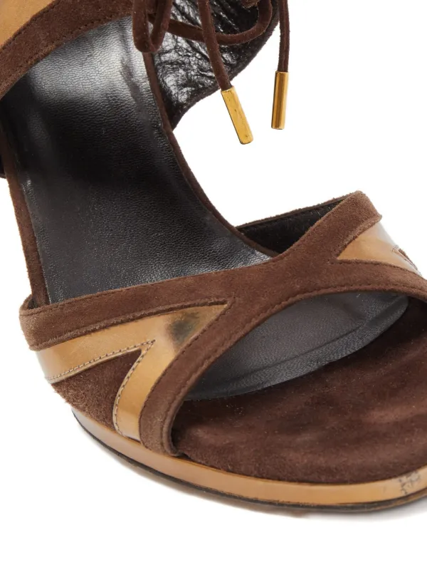 Gucci Pre-Owned 115mm Leather Heeled Sandals | Brown | FARFETCH IN