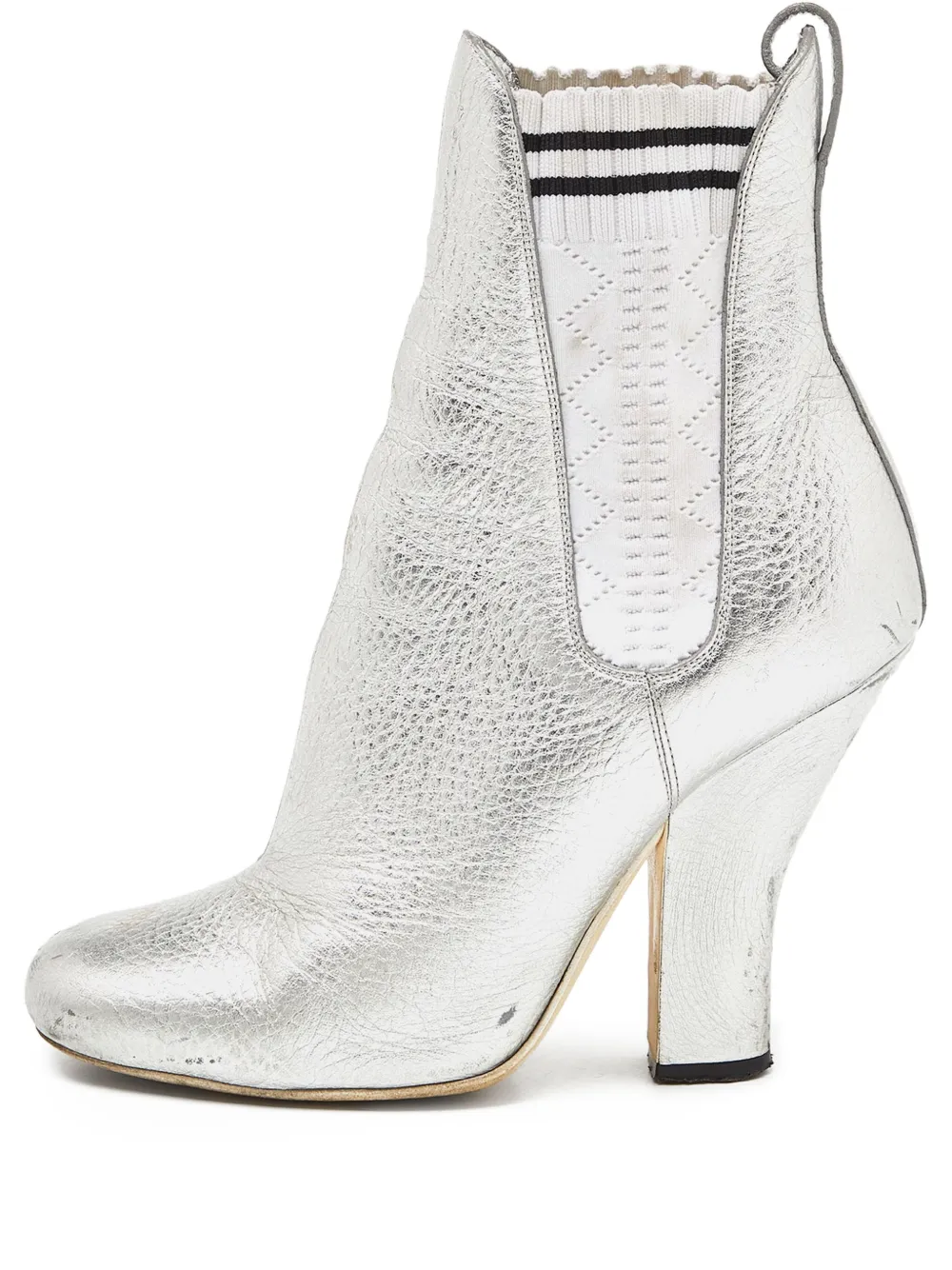 Fendi Pre-Owned 105mm metallic-leather ankle boots - Silver