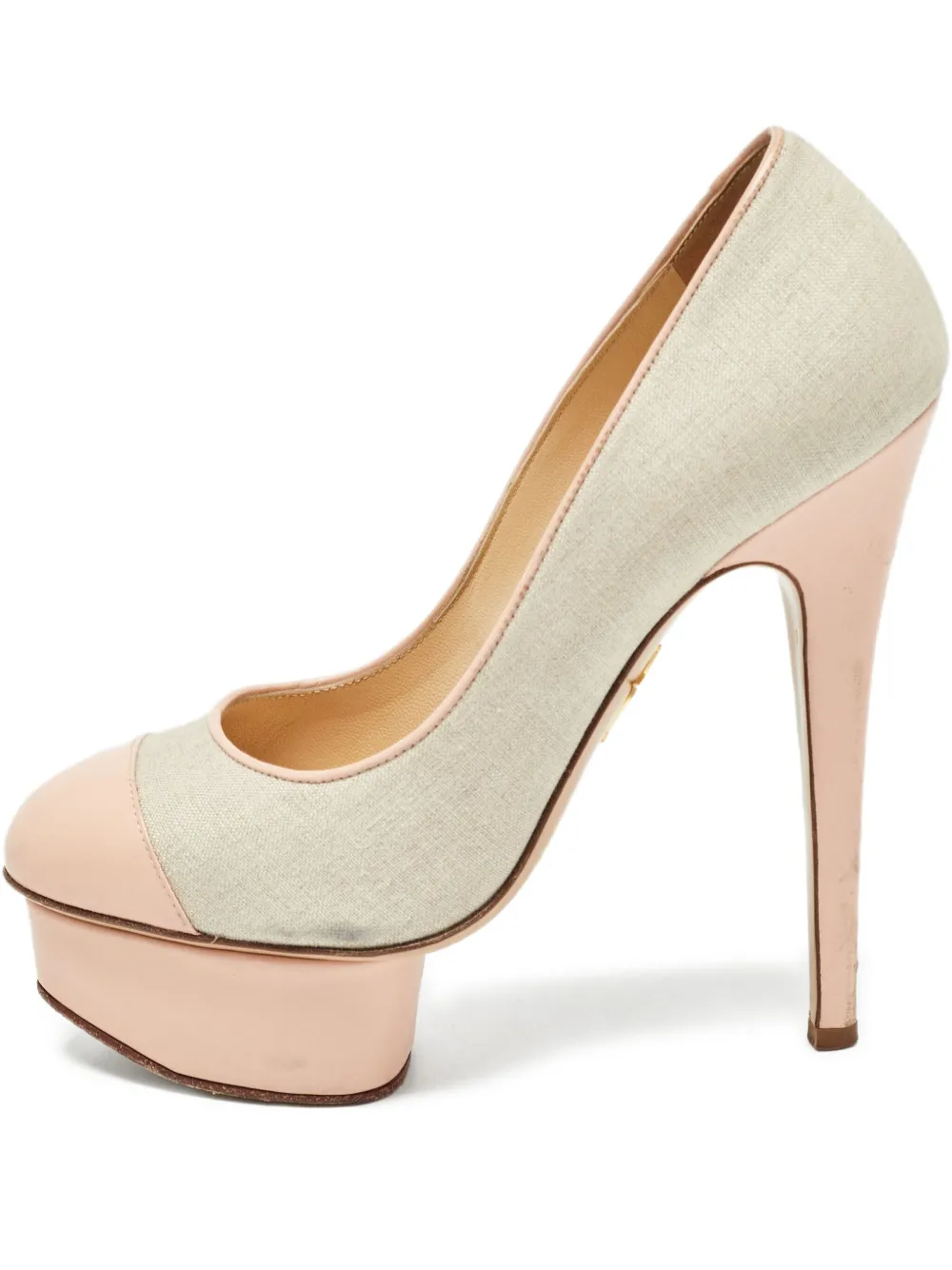 Pre-owned Charlotte Olympia  140mm Canvas Platform Pumps