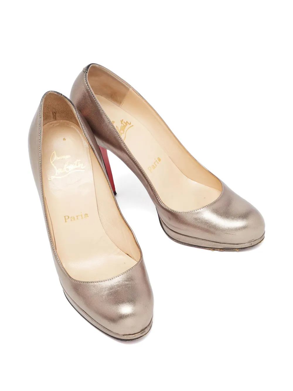 Christian Louboutin Pre-Owned Metallic leren pumps met plateauzool - Goud