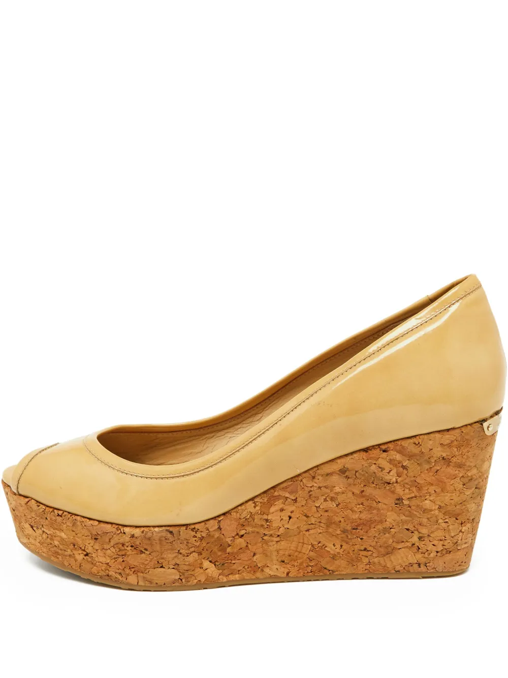 Pre-owned Jimmy Choo 70mm Peep-toe Wedge Sandals