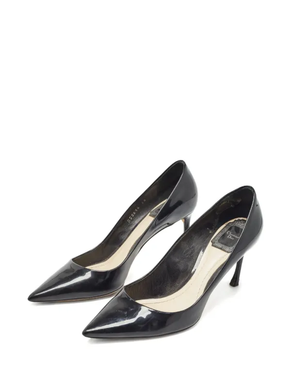クリスチャンディオール　パンプス　ブラック　レザー　エナメル　コンビ クリスチャンディオール パンプス ブラック レザー エナメル コンビ