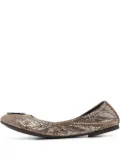 Tory Burch pre-owned metallic snake-effect ballet flats - Neutrals