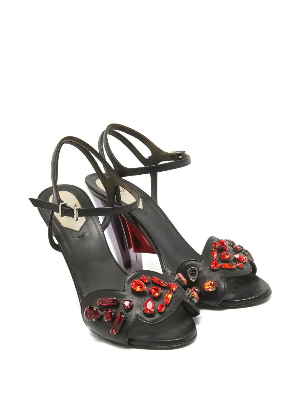 Fendi Pre-Owned Sandalen verfraaid met kristallen - Zwart