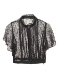 SANDRO pre-owned lace flutter-sleeves top - Black