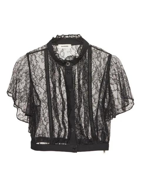 SANDRO pre-owned lace flutter-sleeves top