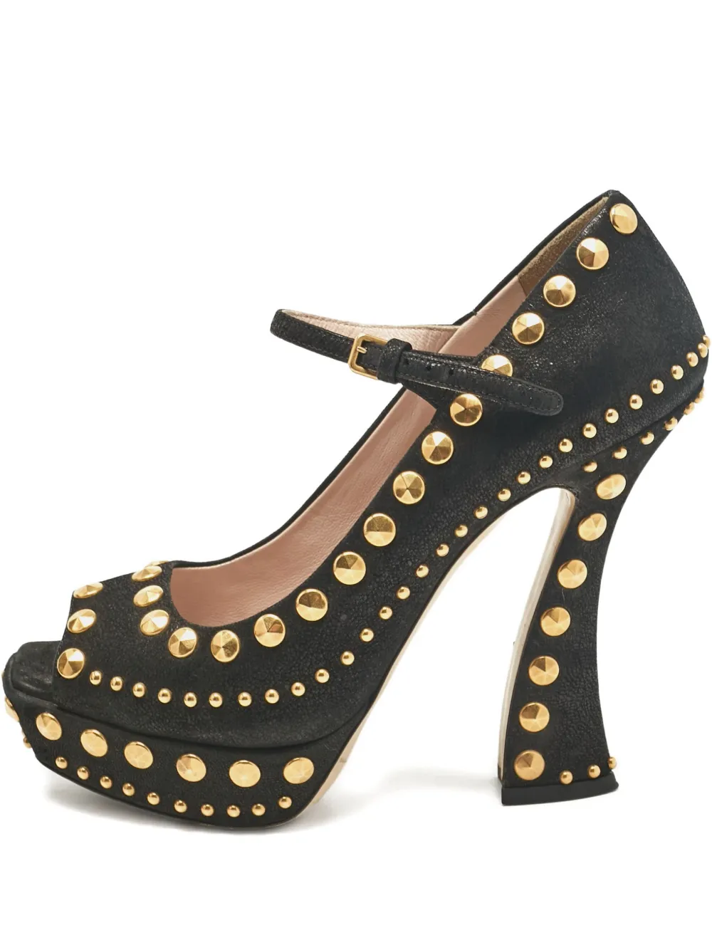 130mm platform studded pumps