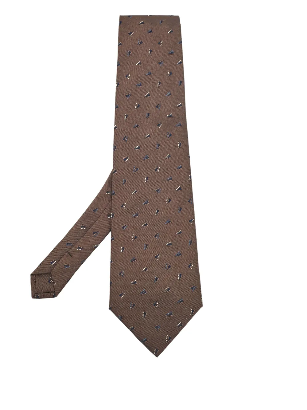 Giorgio Armani Pre-Owned geometric-pattern silk tie | Brown | Image 1