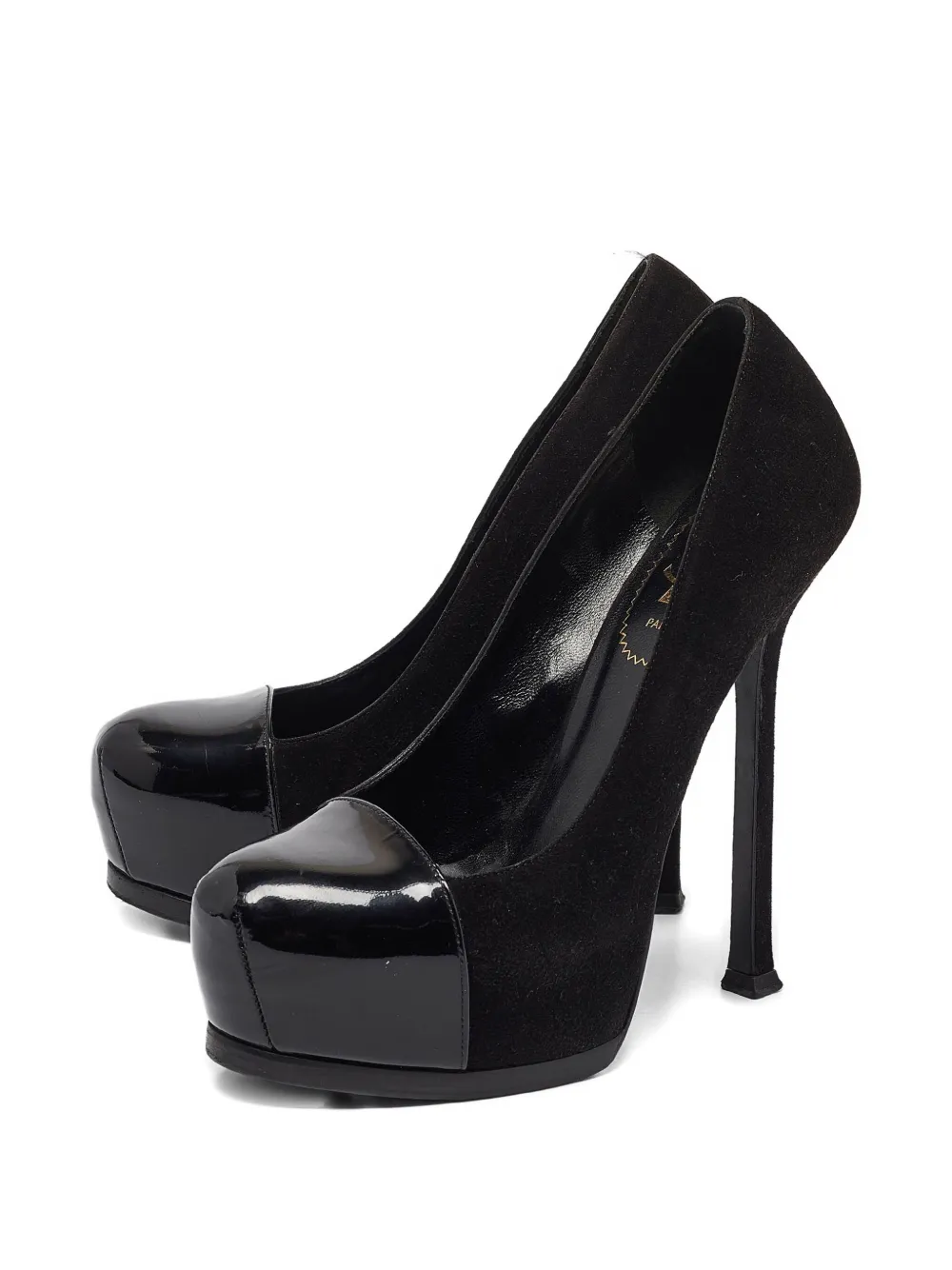 Saint Laurent Pre-Owned 140 mm Tribtoo suède en lakleren pumps met plateauzool - Zwart