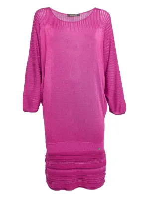 balenciaga pink knit dress Pre-Owned 2020s ribbed-knit logo-print | Turtleneck dress