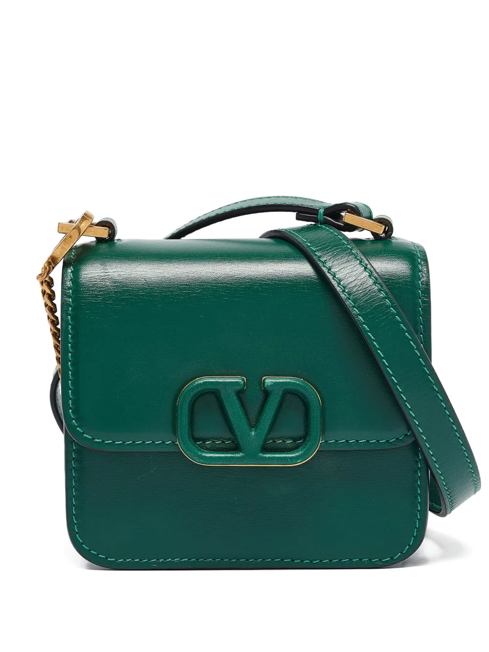 Valentino Garavani Pre-Owned Vロゴ レザーフラップバッグ - グリーン Valentino Garavani Pre-Owned Vロゴ レザーフラップバッグ - グリーン