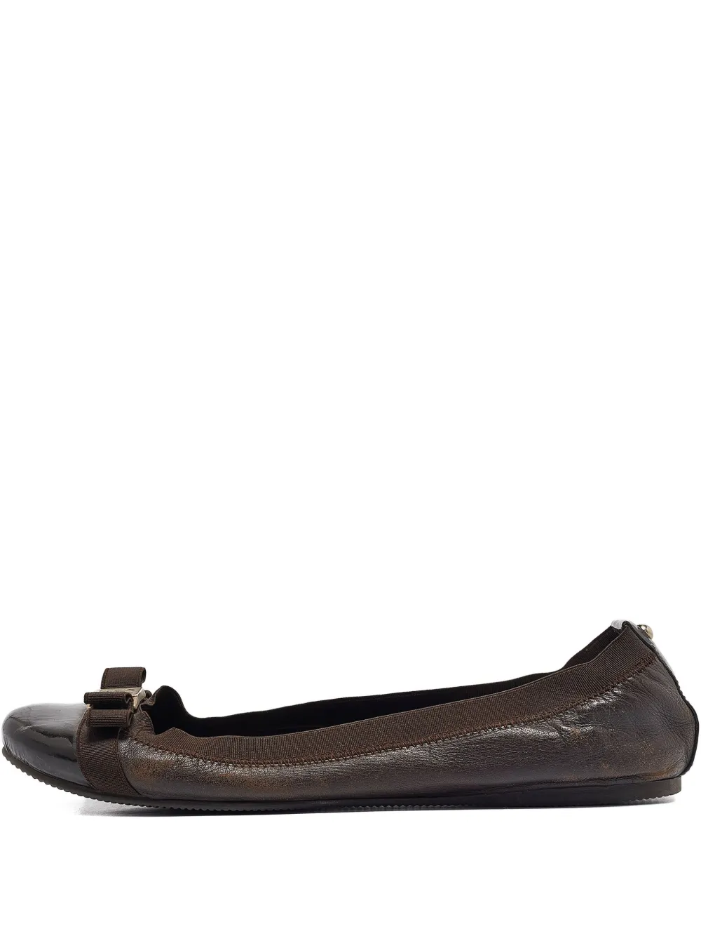 Carolina Herrera Vintage pre-owned patent-leather bow-detail ballet flats | Brown | Image 1