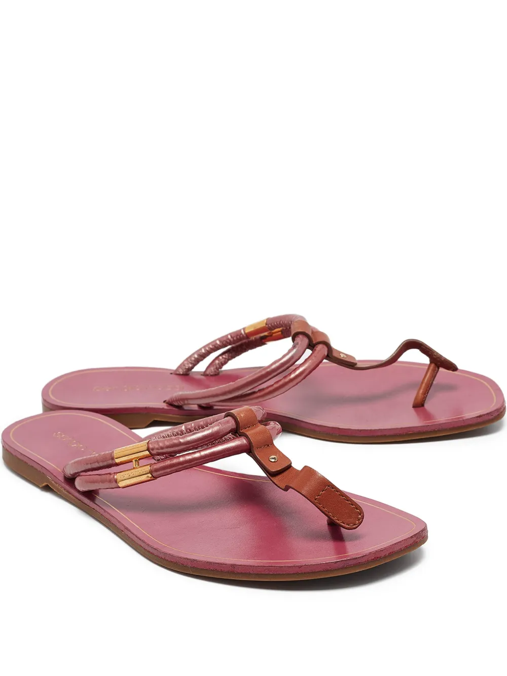 Sergio Rossi Vintage leather T-strap flats - Rosa