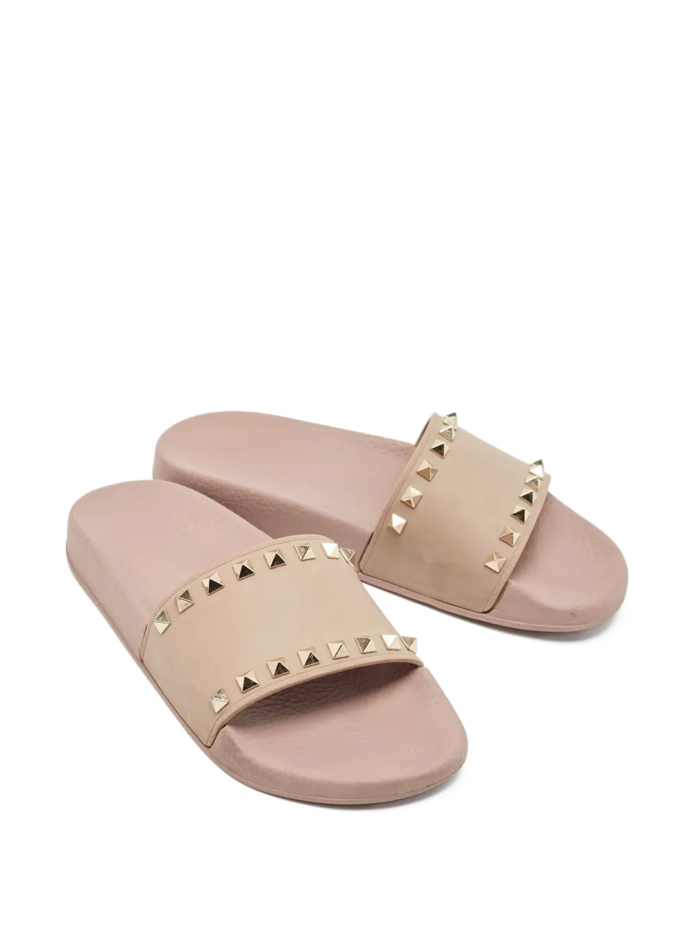 Valentino Garavani Pre-Owned Rockstud verfraaide slippers - Roze