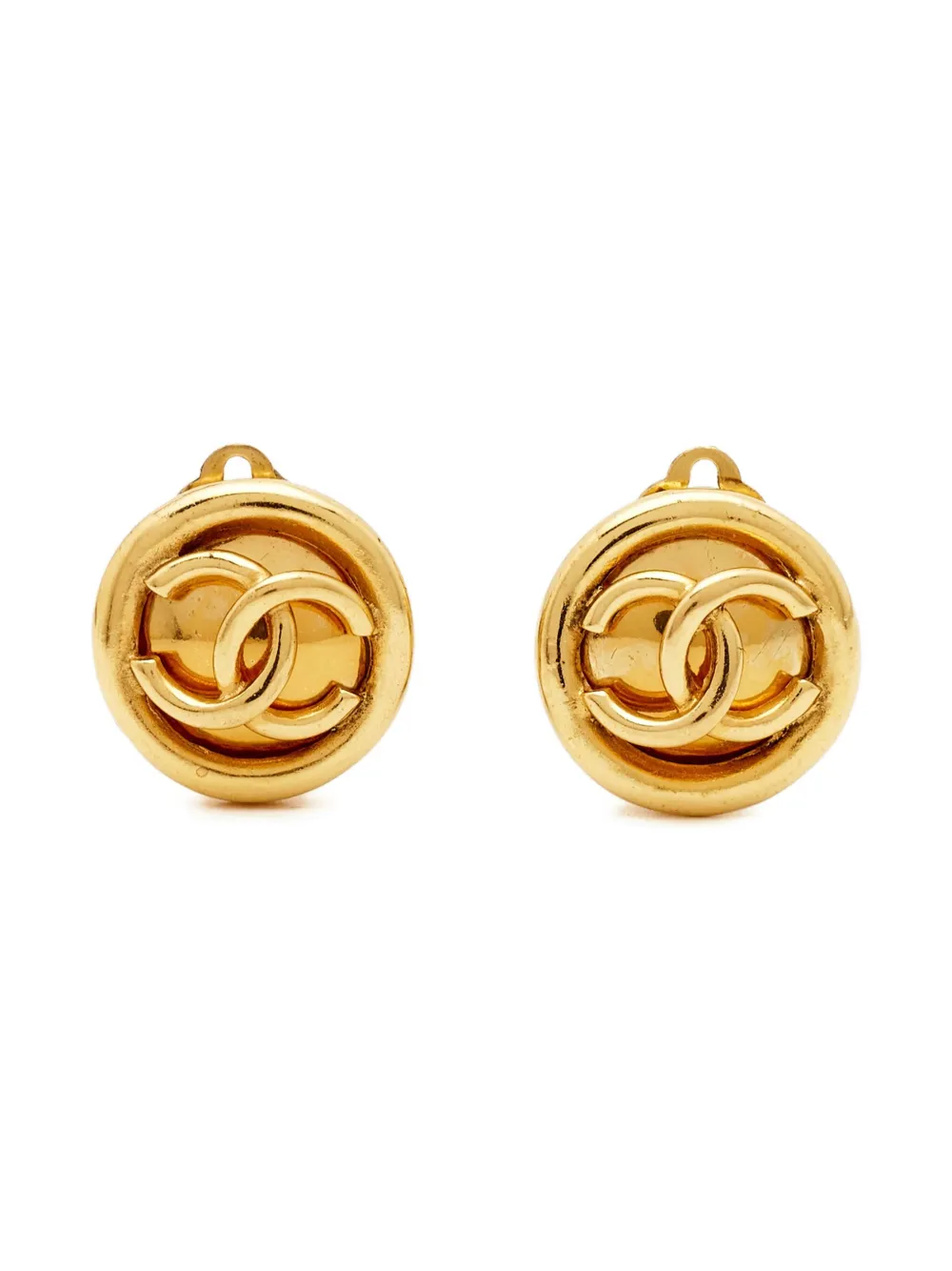 CHANEL Pre-Owned CC-logo stud earrings - ゴールドトーン CHANEL Pre-Owned CC-logo stud earrings - ゴールドトーン
