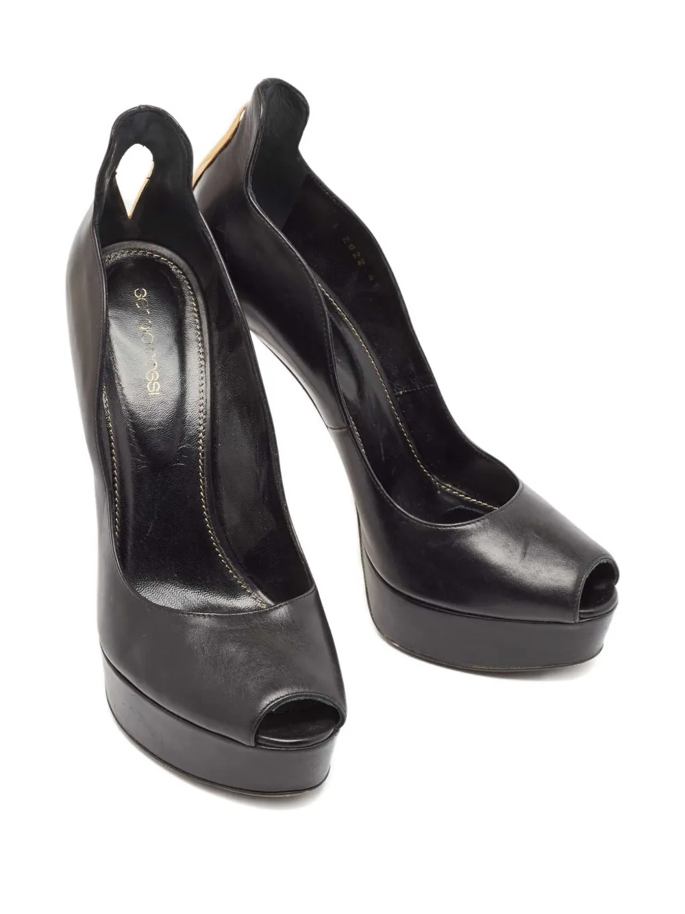 Sergio Rossi Vintage platform peep-toe pumps - Zwart