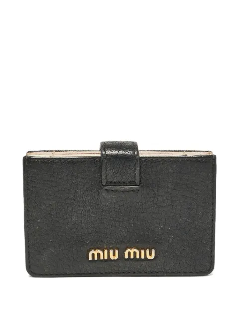 Miu Miu Pre-Owned logo-plaque leather cardholder