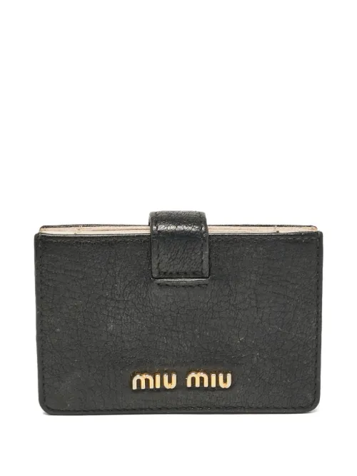 Porte-cartes en cuir à plaque logo - Miu Miu Pre-Owned - Modalova