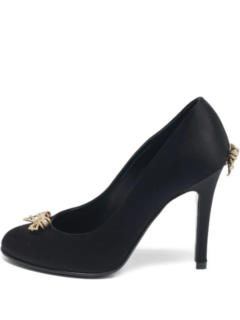 CHANEL Pre-Owned zapatillas satinadas con detalle de moño y tacón de 115mm