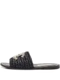 CHANEL Pre-Owned crystal interlocking-cc sandals - Black