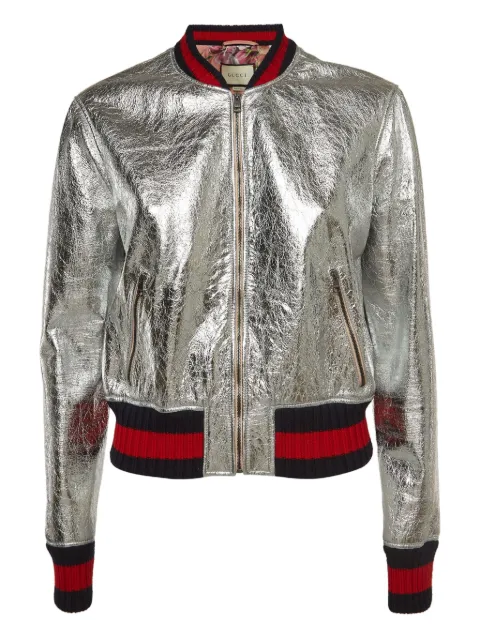 Gucci Pre-Owned бомбер с эффектом металлик