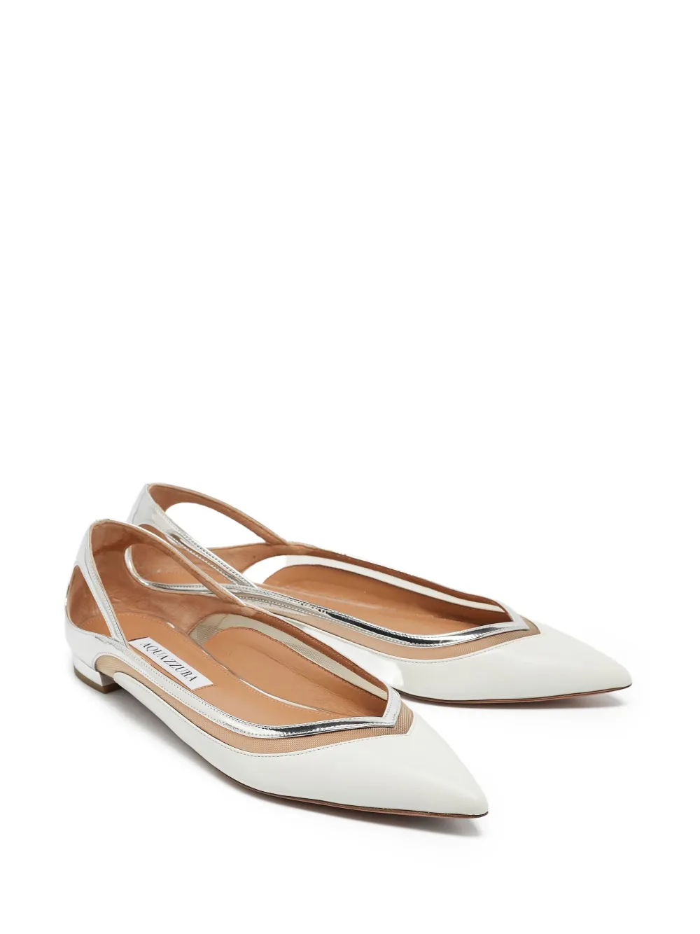 Aquazzura pre-owned Cinemax pointed-toe metallic ballet flats | Image 2