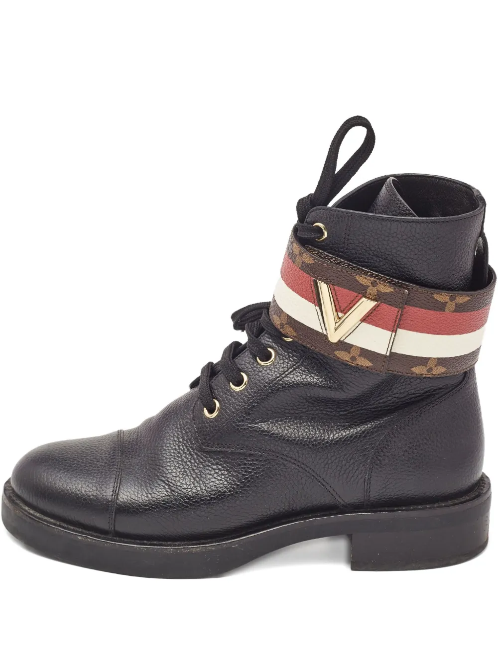 Louis Vuitton Pre-Owned レースアップ レザーコンバットブーツ - ブラック Louis Vuitton Pre-Owned レースアップ レザーコンバットブーツ - ブラック