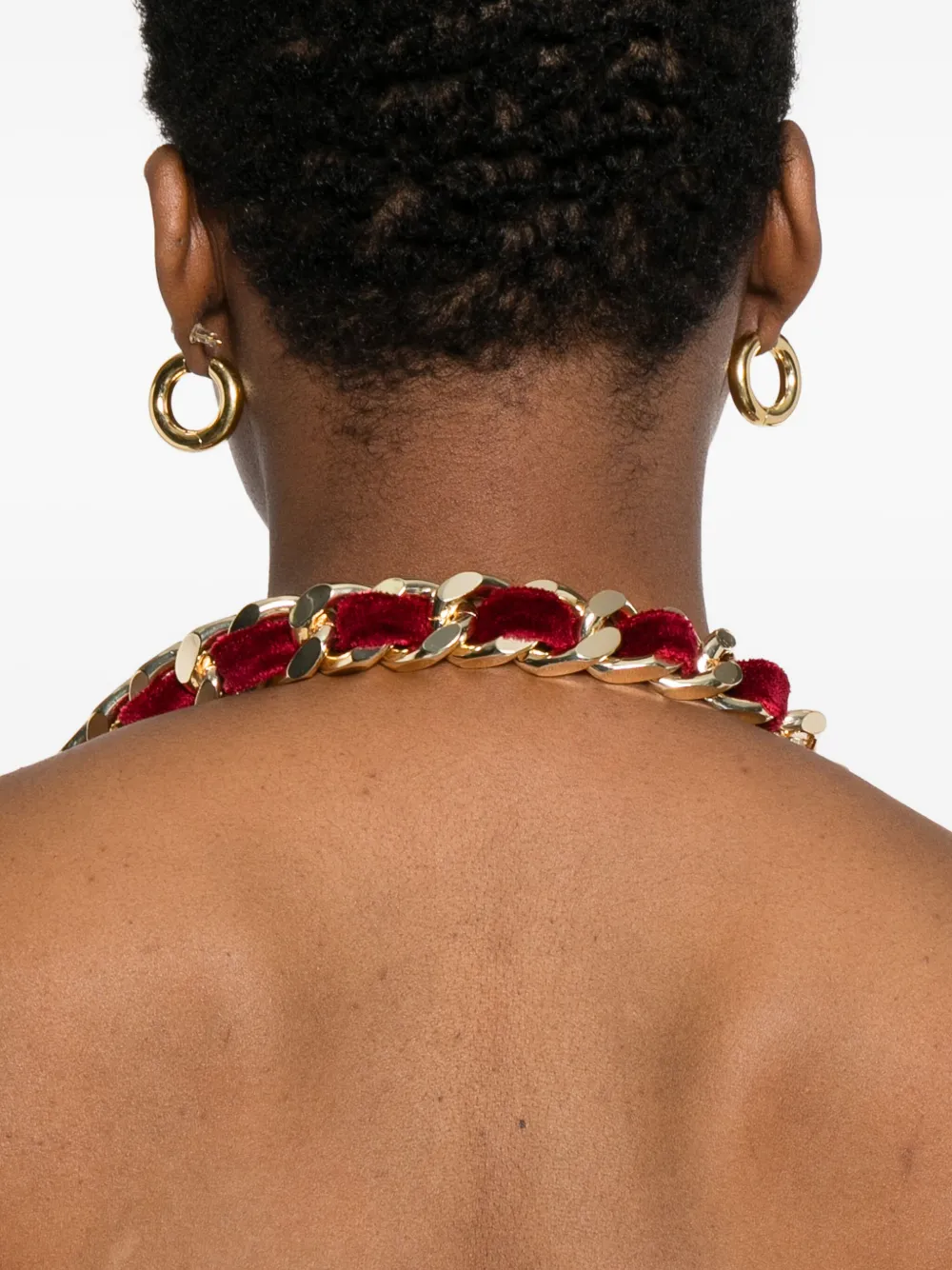 Balmain Fluwelen mini-jurk met kettingdetail Rood