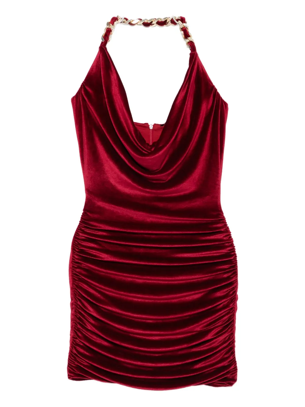 Balmain chain-detail velvet mini dress - Rosso