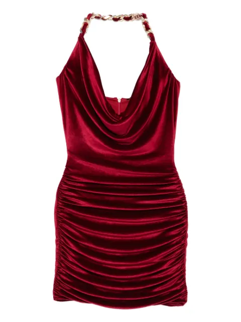 Balmain chain-detail velvet mini dress