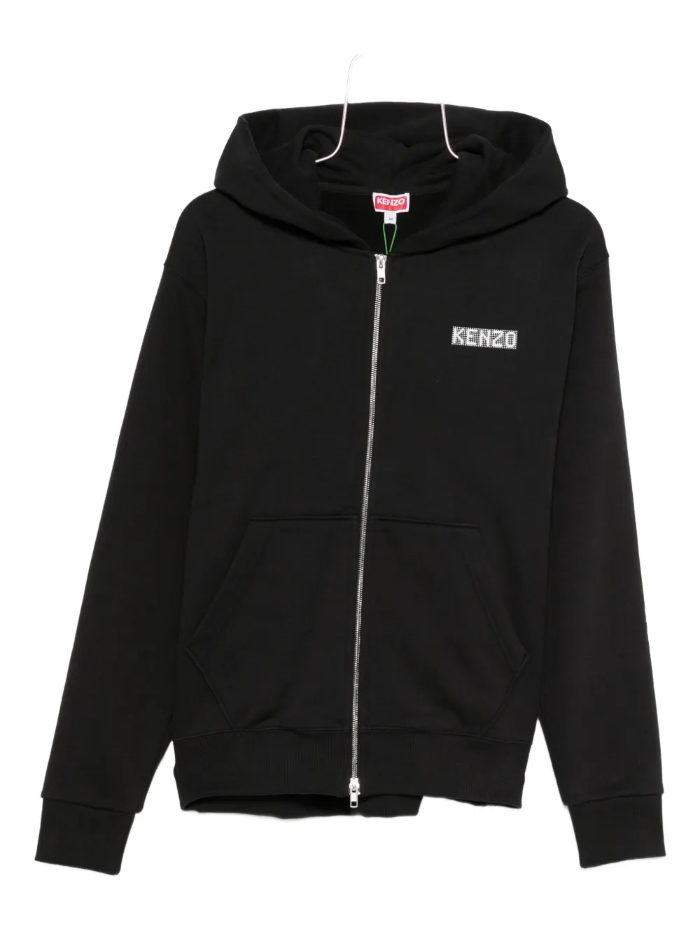 Kenzo Hooded Sweater With Graphic Print And Pockets In Black