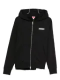 Kenzo logo-embroidered zip-up hoodie - Black