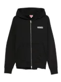 Kenzo logo-embroidered zip-up hoodie - Black