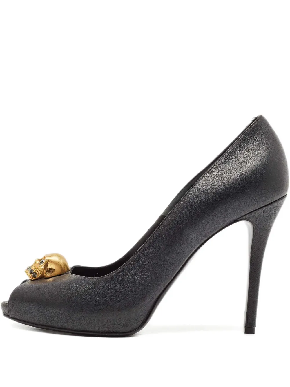 Alexander McQueen Pre-Owned 115mm skull-embellish peep-toe pumps | Black | Image 1