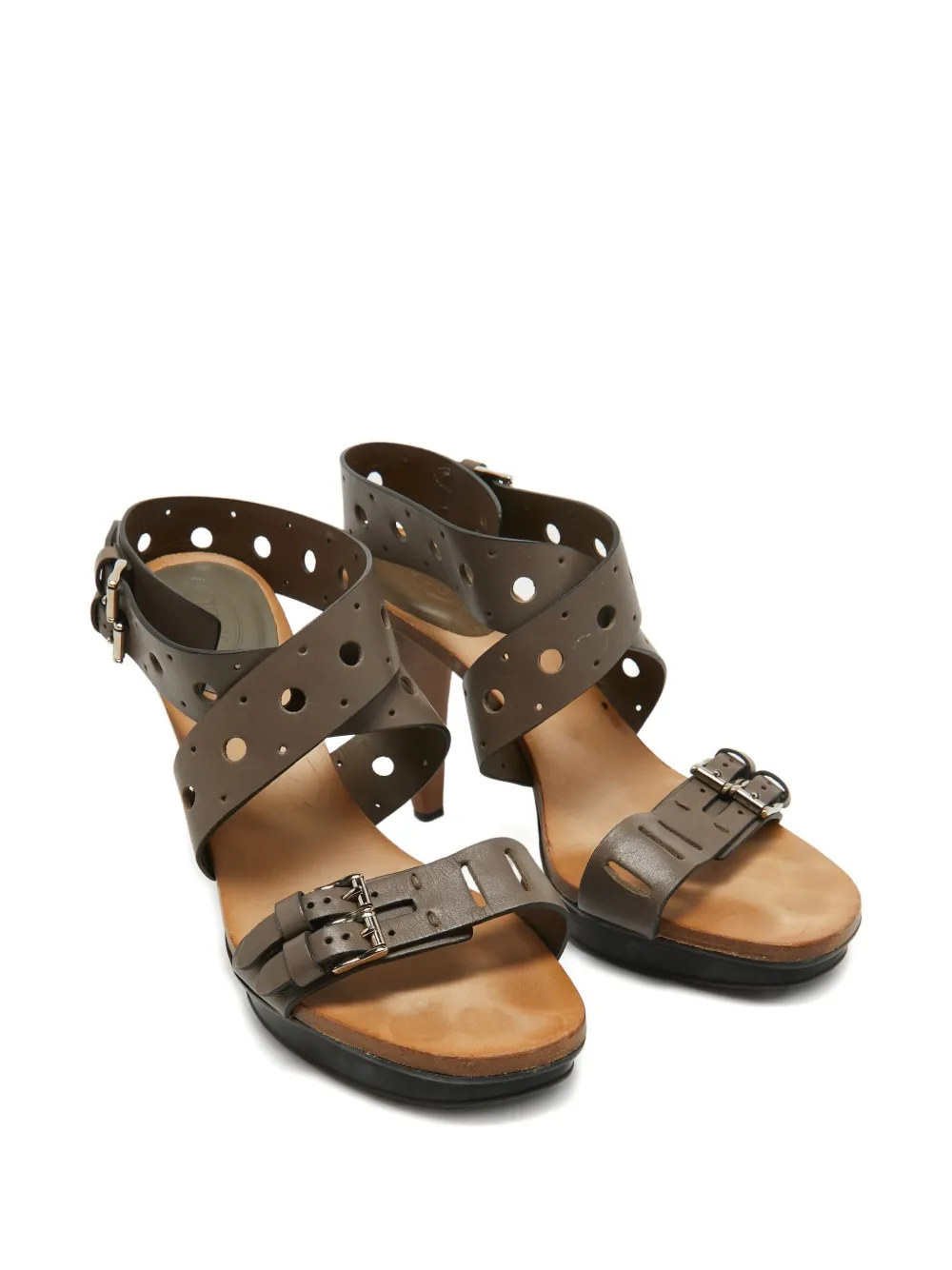 Tod's Vintage Pre-owned 110 mm sandalen met geperforeerde details - Bruin